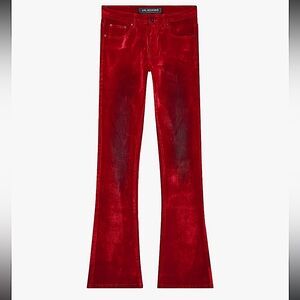 Mens Luxe Red Suede Stacked Valabasas Jeans